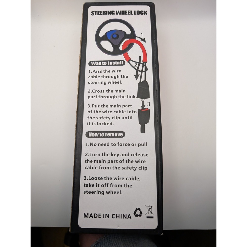 High Visibility Car Security Steering Lock Anti Theft Car Security + 3 Keyes -Ye